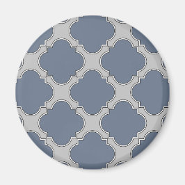 Imán Quatrefoil azul-gris