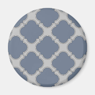 Imán Quatrefoil azul-gris