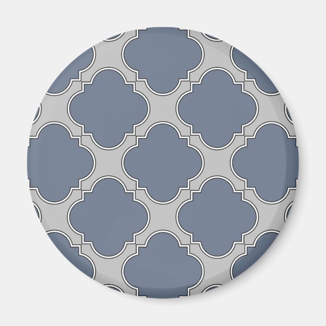Imán Quatrefoil azul-gris (Frente)