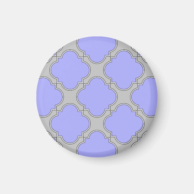 Imán Quatrefoil periwinkle y gris (Frente)
