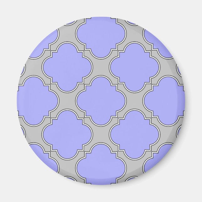 Imán Quatrefoil periwinkle y gris (Frente)