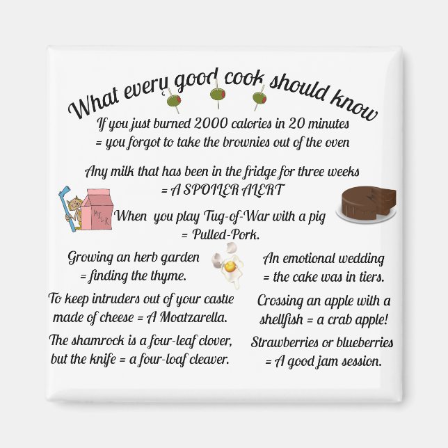 Imán "Qué buen cocinero debería saber" (Frente)