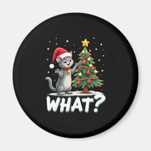 Imán Qué divertido gato empujando el árbol de Navidad s