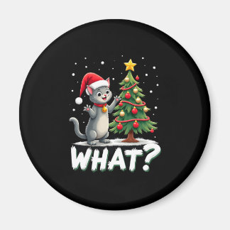 Imán Qué divertido gato empujando el árbol de Navidad s