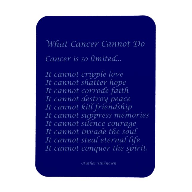 Imán Qué El Cáncer No Puede Hacer Poem Magnet (Texto Az (Vertical)