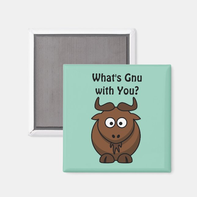 Imán Qué es Gnu, divertida Personalizado de búfalos Ani (Anverso/Reverso)