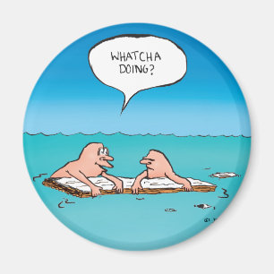 Imán ¿Qué estás haciendo? Caricatura de naufragio