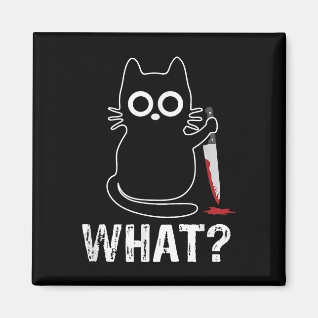 Imán Qué_ - Gracioso Gato Con Diseño Gráfico De Cuchill (Frente)