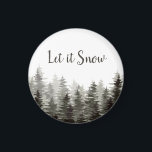 Imán Que Nieva Árboles Pinos<br><div class="desc">Los pinos rústicos "dejan que nieve" imán. ¡Personalizable</div>