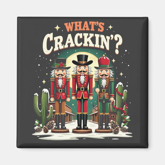 Imán ¿Qué pasa Cascanueces Cactus de Navidad Divertido (Frente)