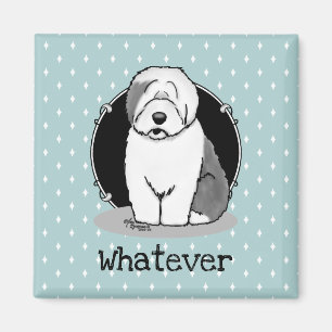 Imán ¿Qué? Perro de oveja inglés viejo (gris 1) Gracios