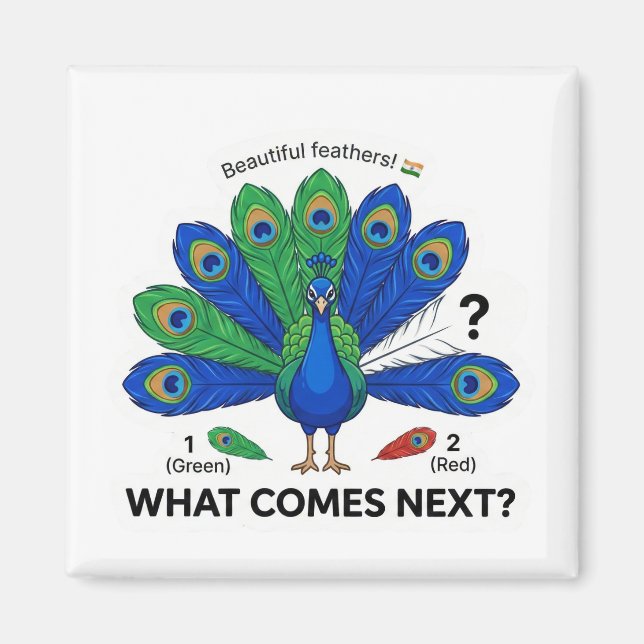 Imán ¿Qué sigue? Lógica del patrón del pavo real de la  (Frente)