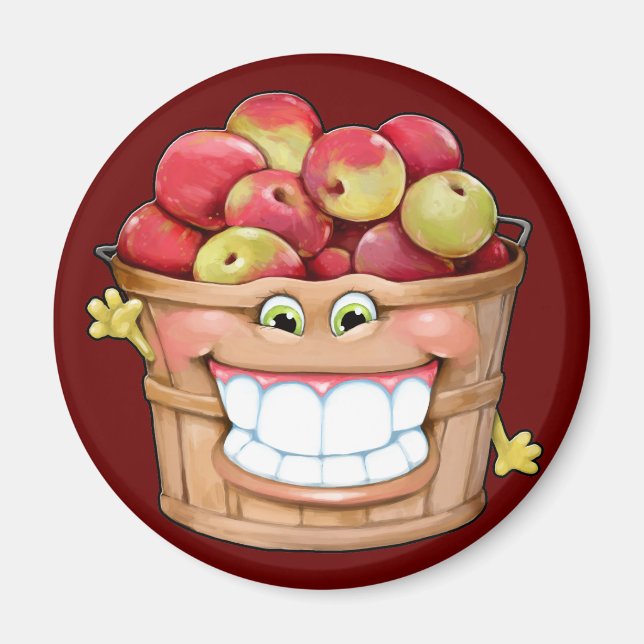 Imán ¡¿Qué tal las manzanas?! ¡manzanas felices! (Frente)