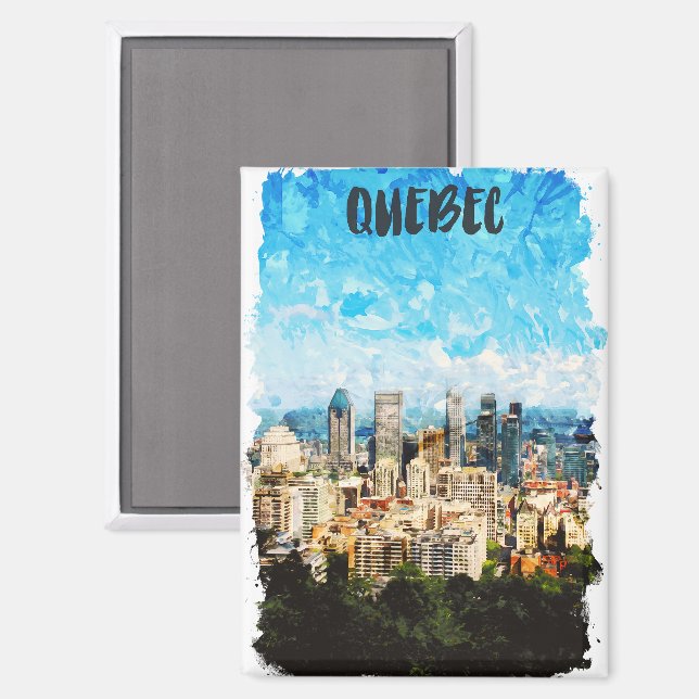 Imán Quebec Canada Cityscape (Anverso/Reverso)