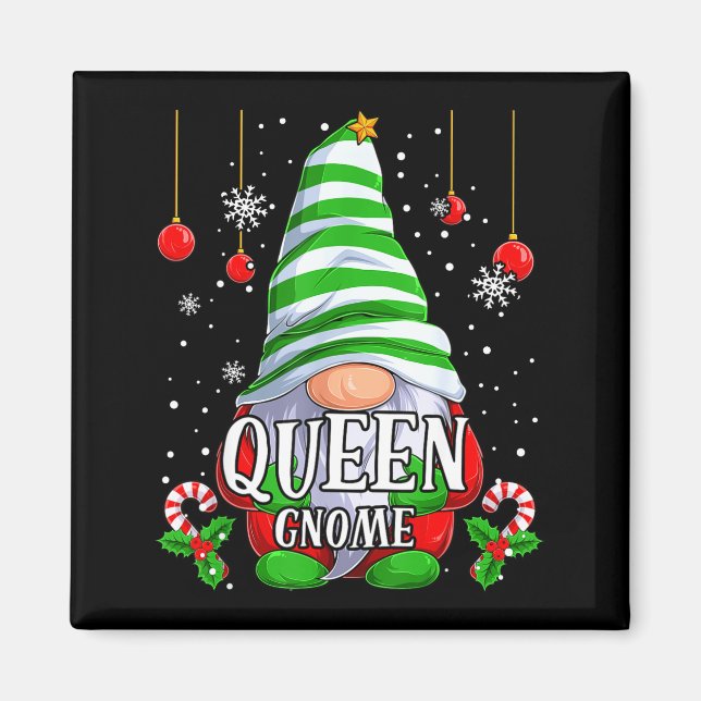 Imán Queen Gnome Christmas Pajamas Matching Family Grou (Frente)