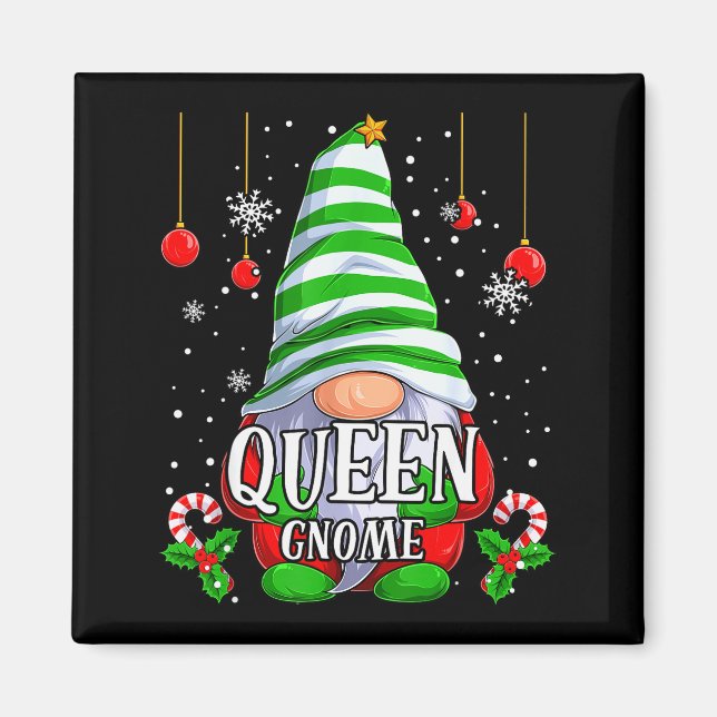 Imán Queen Gnome Christmas Pajamas Matching Family Grou (Frente)
