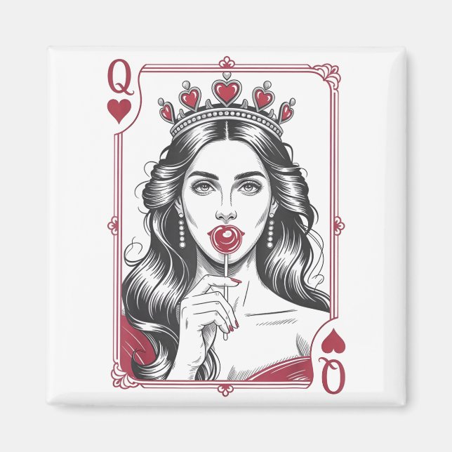 Imán Queen Of Hearts Women Vintage Valentines Day  (Frente)