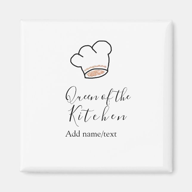 Imán Queen of the kitchen chef cooking add name crown  (Frente)