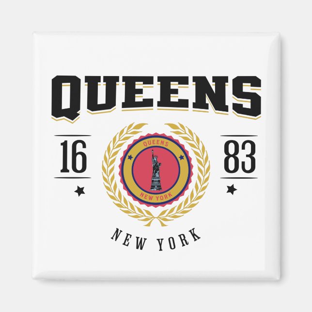 Imán Queens New York 1683 Black (Frente)