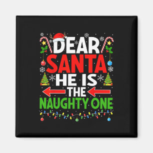 Imán Querido Santa Él es travieso, una pareja de Navida