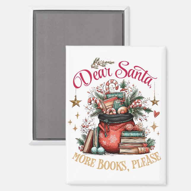 Imán Querido Santa, Más Libros Por Favor  (Anverso/Reverso)