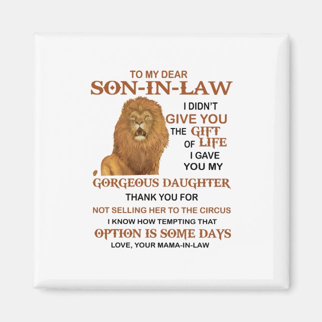 Imán Querido yerno, te di mi preciosa hija (Frente)