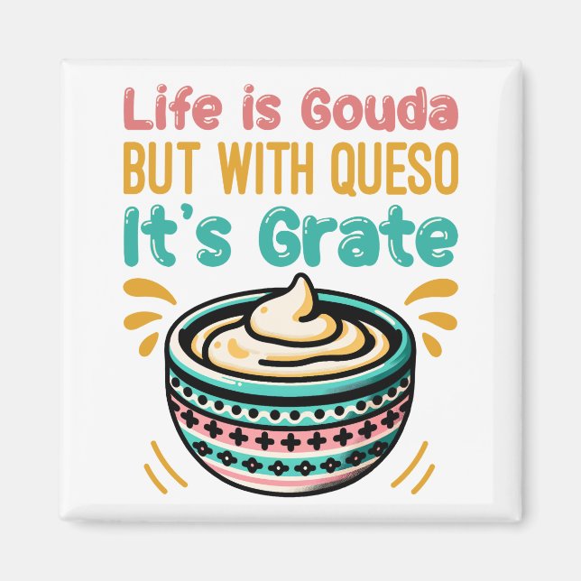 Imán Queso Gouda Queso Divertido Pun de Comida  (Frente)