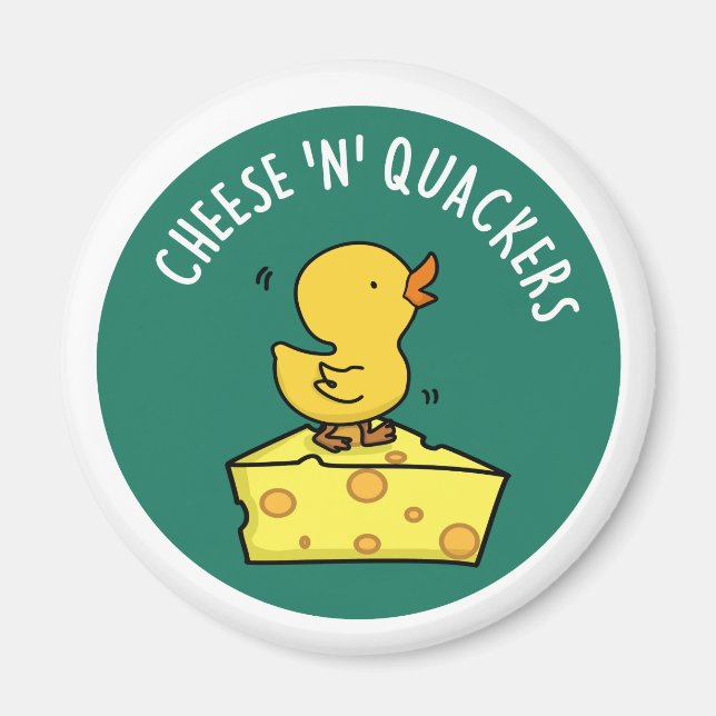 Imán Queso Y Quackers Funny Duck Pun (Frente)