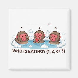 Imán ¿Quién está comiendo? Spa de monos de nieve japone