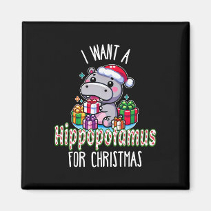 Imán Quiero Hipopótamo Para Navidades Hippo Recorte De