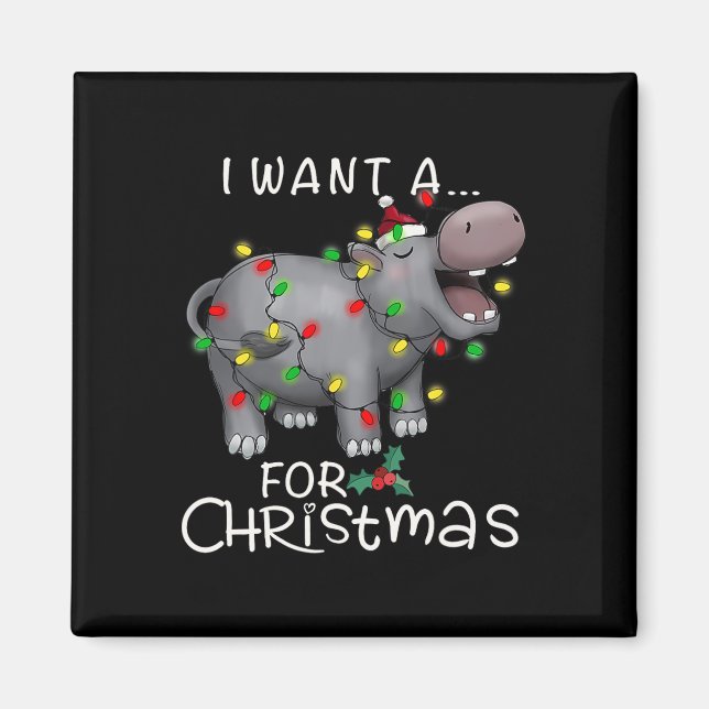 Imán Quiero Hipopótamo Para Navidades Hippo Xmas 3 (Frente)