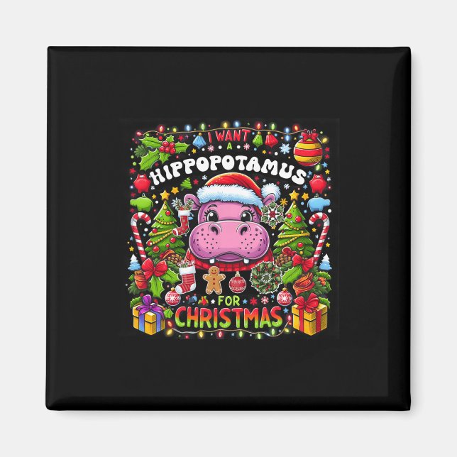 Imán Quiero Hipopótamo Para Navidades Hippo Xmas Cos (Frente)