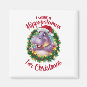 Imán Quiero Hipopótamo Para Navidades Xmas Hippo