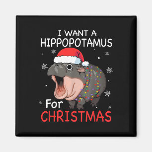 Imán Quiero Hipopótamo Para Navidades Xmas Hippo Para