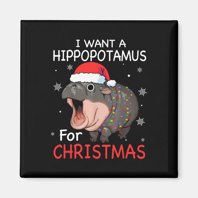 Imán Quiero Hipopótamo Para Navidades Xmas Hippo Para (Frente)