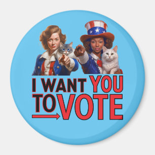 Imán QUIERO QUE VOTES (Gatos Damas)
