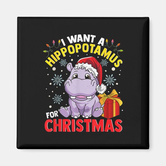 Imán Quiero un hipopótamo para Navidad (Frente)