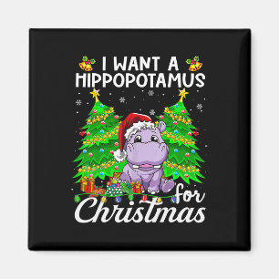 Imán Quiero Un Hipopótamo Para Navidades Luces Santa H
