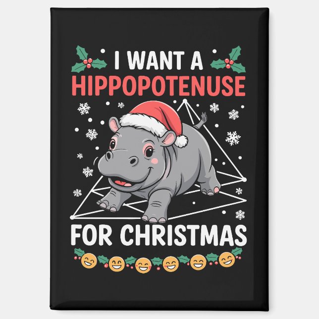 Imán Quiero Un Hippopotenusa Para Navidad Profesor De M (Anverso)