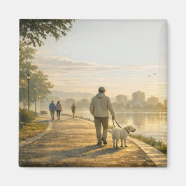 Imán Quiet Morning Walk – 2" Square Art Magnet