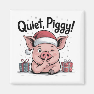 Imán Quiet Piggy Christmas Santa hat Democratic