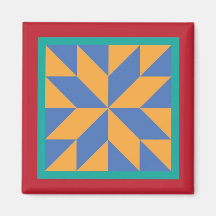 Quilt Magnet - Estrella de Hunter (azul/amarillo)