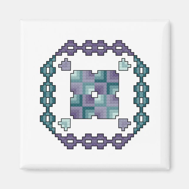 Imán Quilt Square Cross Stitch (Frente)
