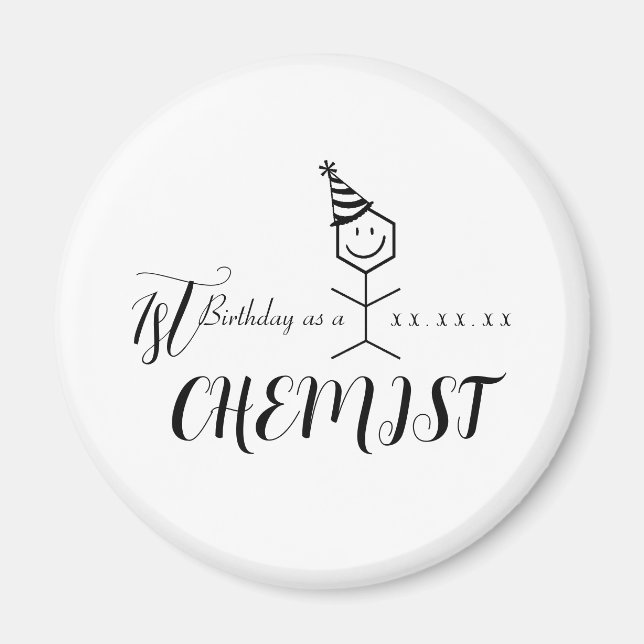 Imán Química divertida moderna Farmacia de cumpleaños Q (Frente)