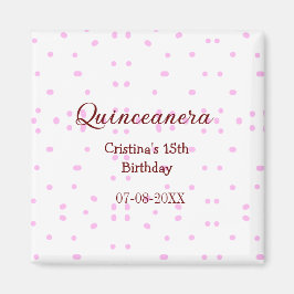 Imán Quinceanera anos 15 años añadir puntos rosados