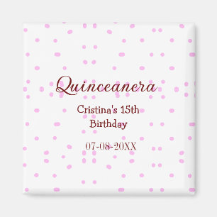 Imán Quinceanera anos 15 años añadir puntos rosados