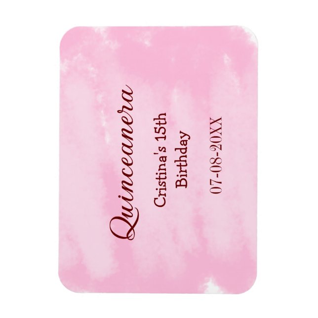 Imán Quinceanera anos 15 años añadir textura de nombre (Vertical)