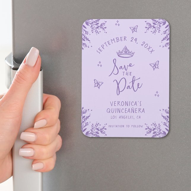 Imán Quinceañera morada Ahorre la fecha flexible (Subido por el creador)