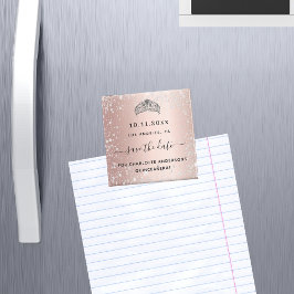 Imán Quinceanera rosa purpurina de oro tiara guardar la