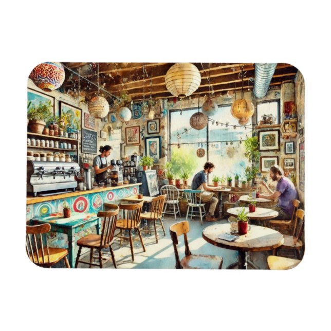 Imán Quinto Coffeeshop artístico en Austin Texas (Horizontal)